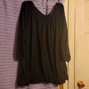 Nwot Faded Glory sz 3x(22w 24w) Black, 3/4 sleeve ,small Ruffle, braid collar ♥️